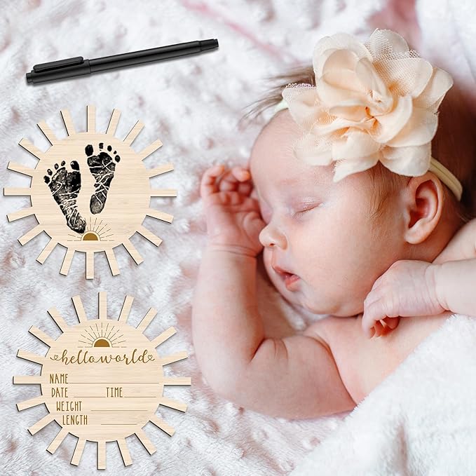 Thyle Baby Announcement Sign Wooden Baby Name Sign for Hospital