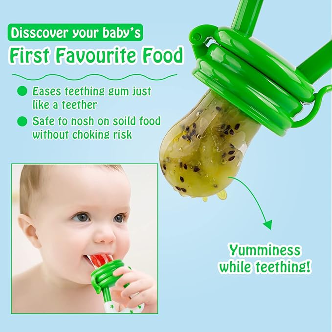 Baby Fruit Feeder/Food Feeder Pacifier for Babies (2 Pack) - HAOBAOBEI Mesh Teethers for Babies, Infant Teething Toy in Appetite Stimulating Colors 3 Sizes