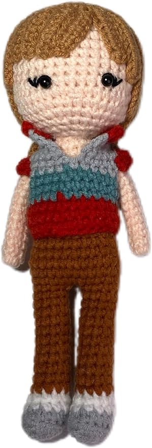 Music Lover Girls Style Handmade Crochet Knitted Doll, Cute Plush Toy for Music Lovers Fan Girls,8in