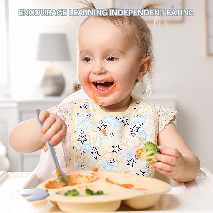 NETANY Silicone Baby Feeding Spoons, First Stage Infant Soft-Tip Easy on Gums I Training Spoon Self | Utensils Supplies, Dishwasher & Boil-proof, 6 Pack