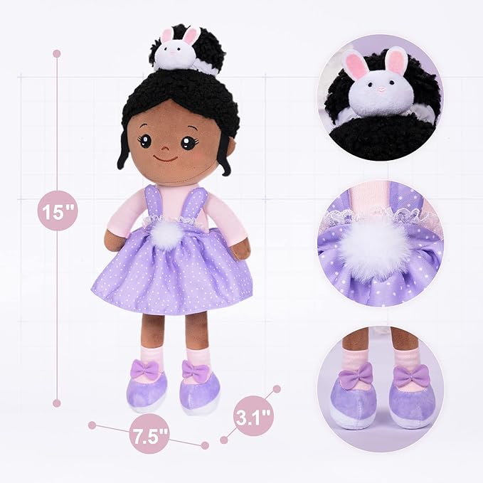 OUOZZZ Soft Black Baby Dolls for Girls - First African 15"