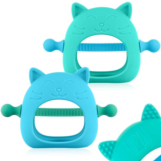 2 Pack, No Drop Silicone Teething Mitten 3-6 Months, 0-6 Months 3 Month