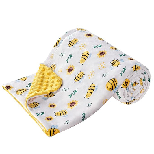 DaysU Silky Micro Soft Plush Baby Blankets Unisex with Print Animal Pattern and Soothing Raised Dots, Double Layer Bed Throws for Toddler Cot 50x60 Inches