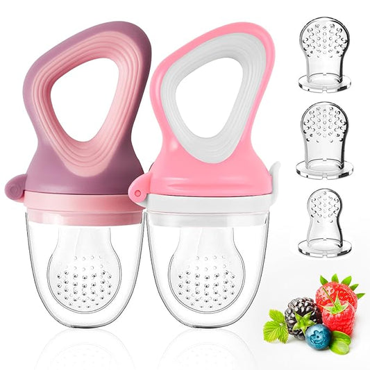 Baby Solids/Frozen Fruit Feeder Pacifier, Infant Teether Toy 4M+ 2-Pack (Candy
