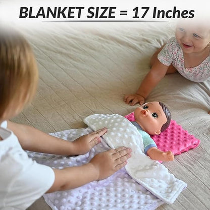 Baby Doll Blanket Set for 18 Inch, 15 Inch 12 Inch 2 Miniature, 17" Baby