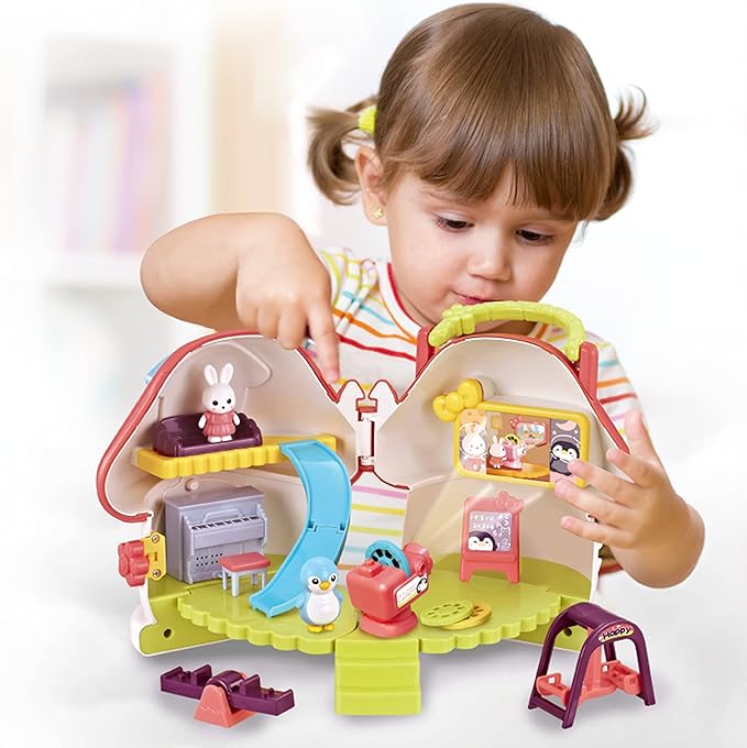 haomsj Doll Houses for Little Girls Toddler , 14PCS Pockets Playsets for Girls