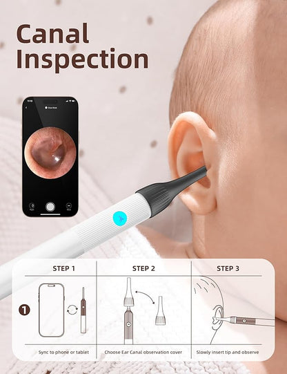 OTTOLIVES Baby Ear, Nose, Throat Examination Set with HD Camera, Home ENT Scope with 6LED Light, Ear Checker Tool, Baby Healthcare and Grooming Kit, Registry Essential Kit