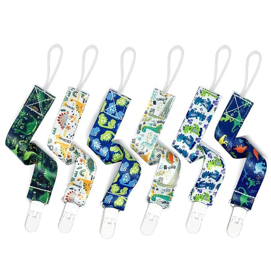 PandaEar Baby Pacifier Clips, 6 Pack Universal Holder Leash for Boys and Girls