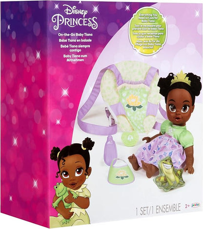 Disney Princess Tiana Baby Doll Deluxe with Tiara, Carrier