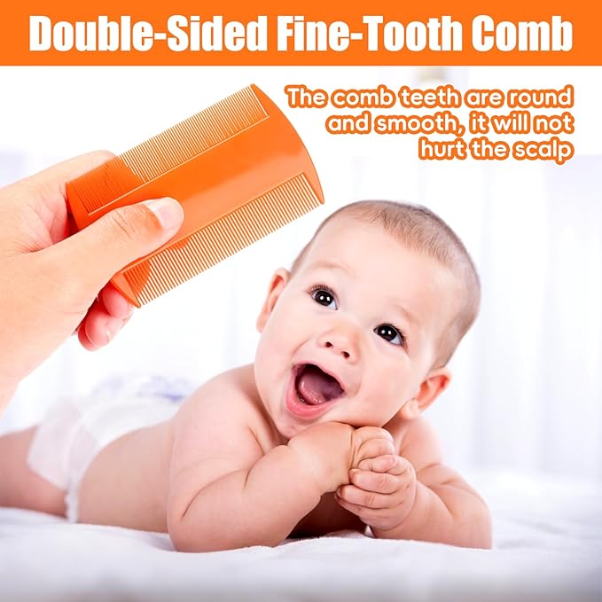 Cradle Cap Brush for Babies, 5Pcs Cradle Cap Treatment Set with Soft Bristle Brushes Silicone Scrubber Fine-Tooth Comb for Newborn Bathing Essentials Baby Brush and Comb Set (Orange)