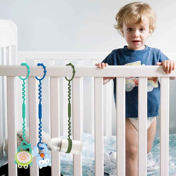 Toy Safety Straps, Pacifier Holder Clip with Self-Adjusting Bayonet