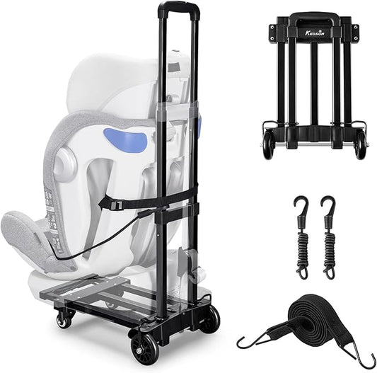 KEDSUM Car Seat Travel Cart, Compact and Lightweight Dolly Cart for Airport, Solid Construction Portable Car Seat Stroller for Airports, Folding Hand Truck Dolly Fit to Infant, Booster