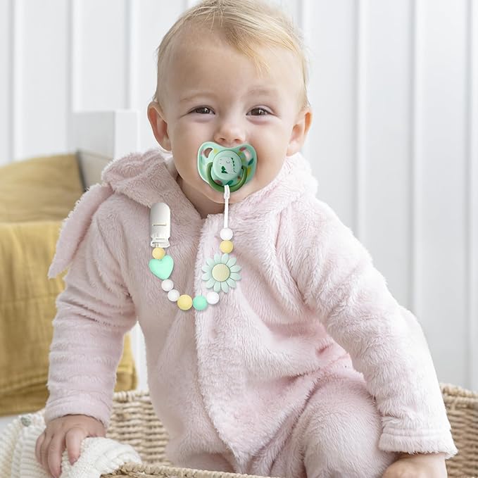 Silicone Pacifier Clip, 2 Pack Pacifier Holder for Boys and Girls
