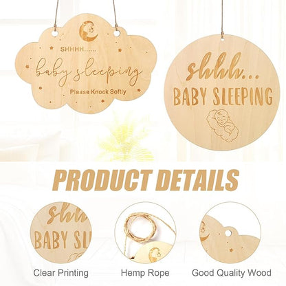 2pcs Baby Sleeping Sign, Different Shape Baby Sleeping Door Sign