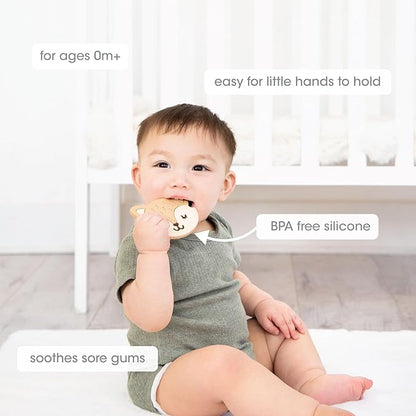 Pearhead Fox Silicone Baby Teether, Teething Toy for Babies 0+ Months