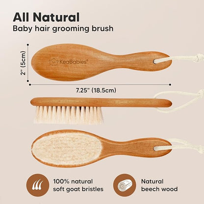 KeaBabies Hair Brush with Soft Goat Bristles, Cradle Cap Brush