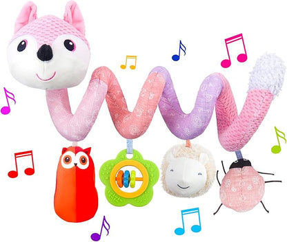 Infant Baby Pink Fox Spiral Activity Plush"