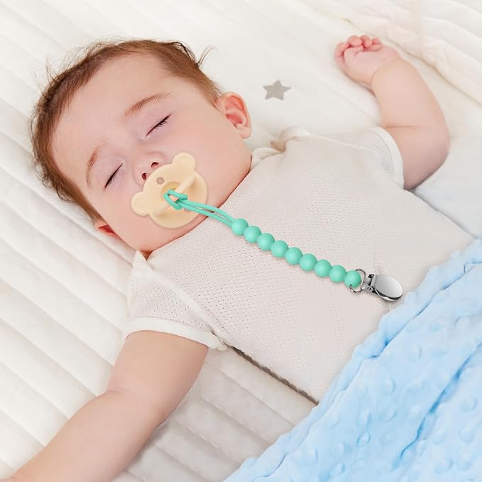 Pacifier Clip with One-Piece Design, 4 Pack Pacifier Holder Clip for Boys and Girls