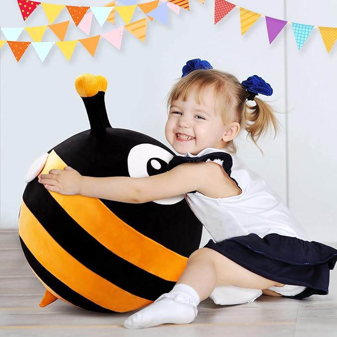 Hopper Ball - Inflatable Bee Jumping Ball- Plush Hippity Hop Toys for Kids, 18 Inch Bouncy Ball with Handle for Boys Girls Aged 3-8