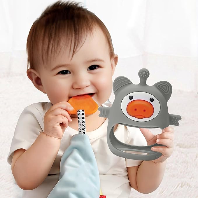 Piglet Silicone Baby Teether,Teething Toys for Babies 0-6 Months