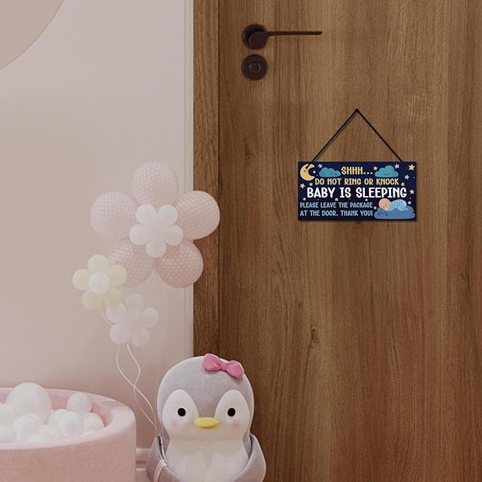 Putuo Decor Baby Sleeping Door Sign for Front Door PVC