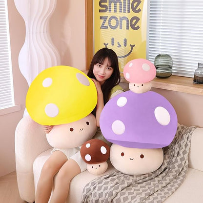 Kawaii Plush Mushroom Toy Pillow, Cute Plushies Mushroom Doll Gift for Kids(Purple 60cm/23.6in)