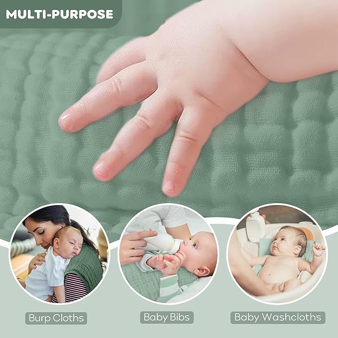 Yoofoss Muslin Burp Cloths for Baby 10 Pack 100% Cotton 20''X10'' Super