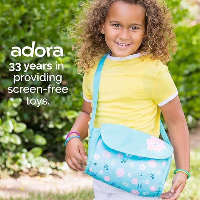 ADORA Baby Doll Diaper Bag with Sturdy Straps, includes Changing Mat and 2 Doll Diapers (Fits 13" Dolls) 3+ -
