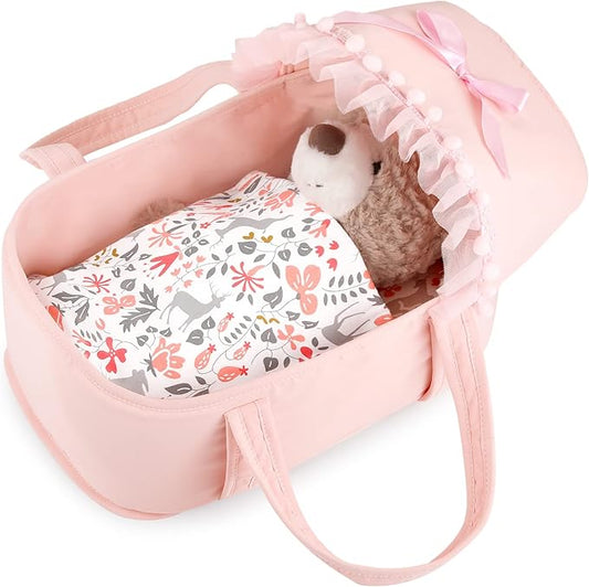GAGAKU Baby Doll Bassinet, Doll Carrier Doll Carry Cot Set 9 10 11 12