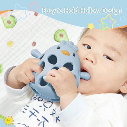 Baby Teething Toys with A Toy Safety Strap for Babies 0-6, 12 18 Months