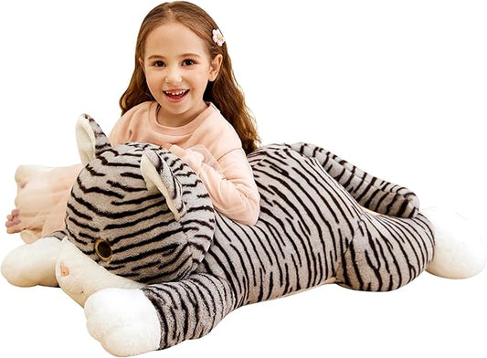 IKASA Giant Striped Cat Stuffed Animal Plush Toy,Large Kitten Big Jumbo Soft Toys 30" Huge