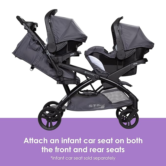Baby Trend Sit N' Stand® Double 2.0 Stroller, Dash Grey