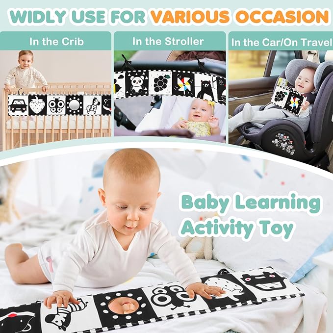 Black and White Baby Toys - High Contrast Baby Toys for Newborn Brain Development 0-3-6-12 Months
