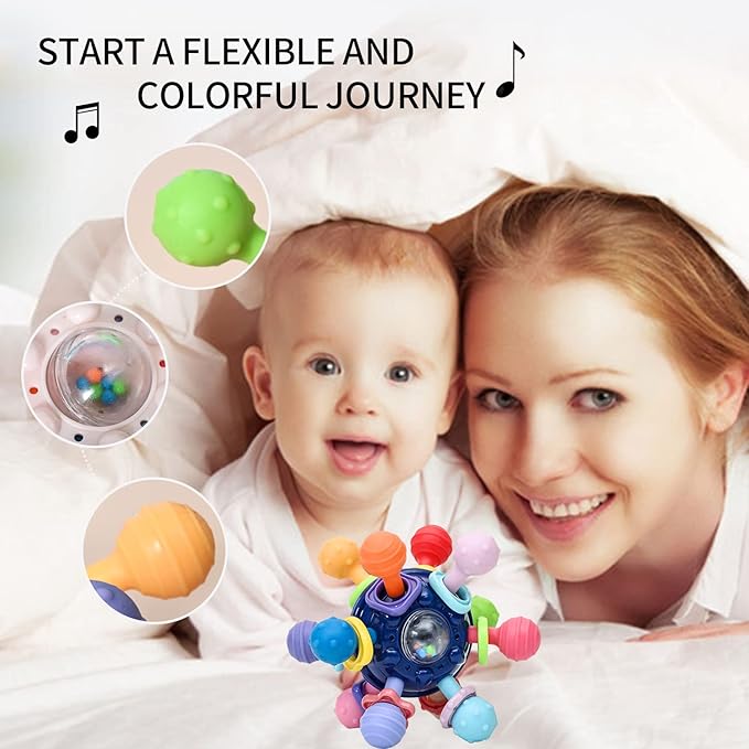 Baby Sensory Teething Toy for Babies, Montessori Teethers Toys for Babies 0-6-12 Months
