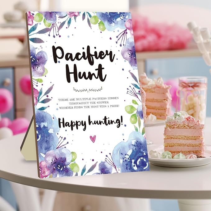 Baby Shower Games Set, Baby Pacifier Hunt Game 50 Mini 50 Blue