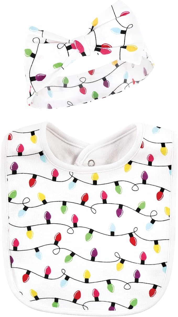 Hudson Baby Unisex BabyCotton Bib and Headband or Caps Set