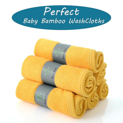 Gina Era Baby Washcloths, Rayon Made from Bamboo - 2 Layer Soft & Absorbent & Hypoallergenic Newborn Bath Face Towel 10 x 10 Inch