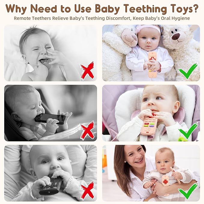 Teething Relief Teethers Toys for Babies 3-6 12 Months Gifts, Silicone Remote Control Baby Teether Toys for 3 6 9 Months Newborn Infant Boy Girl Autism