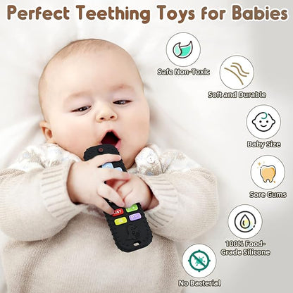 Teething Relief Teethers Toys for Babies 3-6 12 Months Gifts, Silicone Remote Control Baby Teether Bath Toys for 3 6 9 Months Newborn Infant Boy Girl Autism