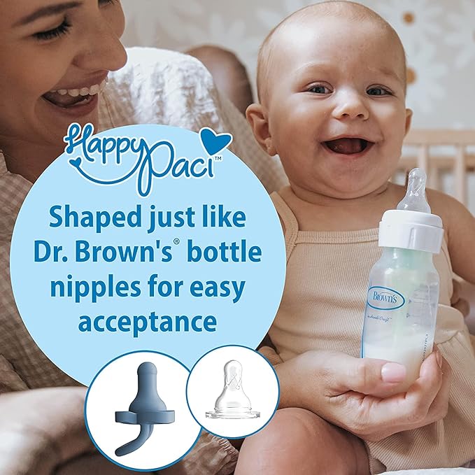 Dr. Brown's HappyPaci 100% Silicone, Newborn Baby Pacifiers 0-6 Months 6 Pack