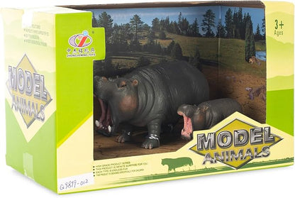 Hippo Mom and Baby Animal Figure 5 inch Children's Toy 2 Piece