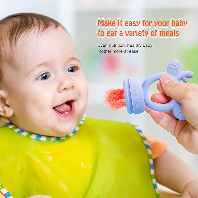 Baby Solids/Frozen Fruit Feeder Pacifier, Infant Teether Toy 4M+ 2-Pack (Deer