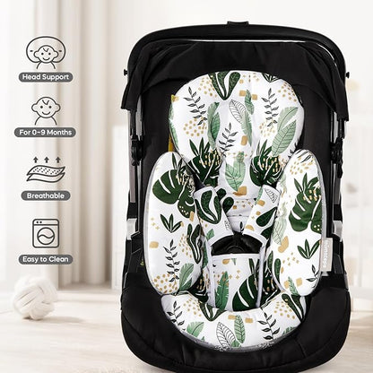 Mamatepe Infant Car Seat Insert, Baby Seat Head and Body Support for Newborn, Soft Breathable, Reversible Design, Fits for Stroller, Baby Swing, Rocker, Bassinets, Pushchair, Green