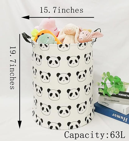 Round Panda Pattern Laundry Hamper Storage Basket Organizer Hamper Storage