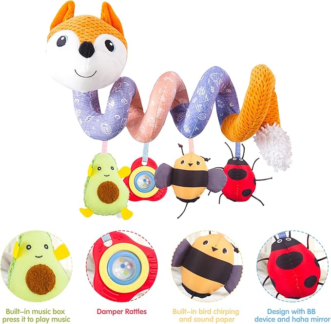 Infant Baby Orange Fox Spiral Plush Activity"