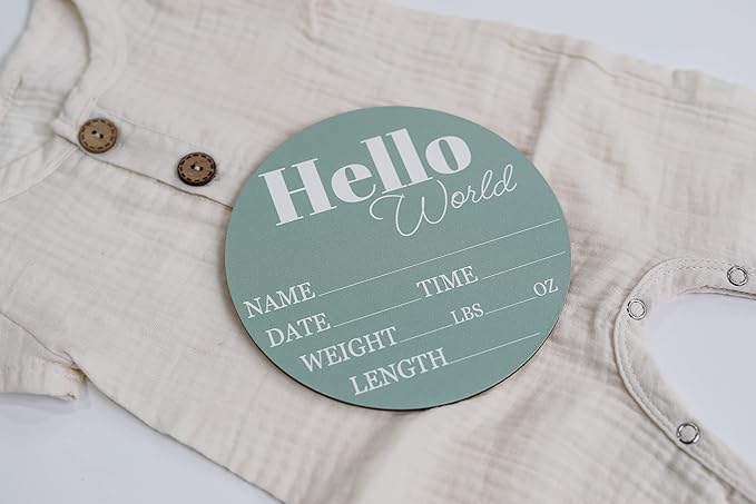 Hickory Hollow Designs - Baby Announcement Sign for Newborn Boys and Girls (Color Bases) 6" Circle