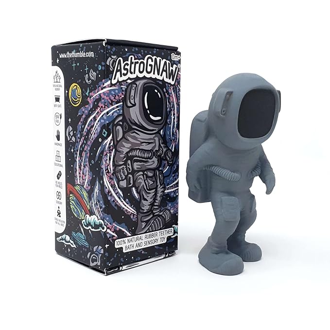 AstroGNAW (Grey) Natural Rubber Baby Toy for Teething, Bath time