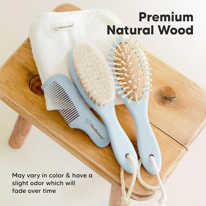 KeaBabies Hair Brush with Soft Goat Bristles, Cradle Cap Brush