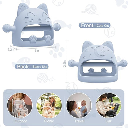 Baby Teething Toys for Babies 0-6 Months-Baby Teether,Anti-Drop Silicone Mitten Teething Toy for Soothing Sore Gums 6 to 12 Months-Ideal