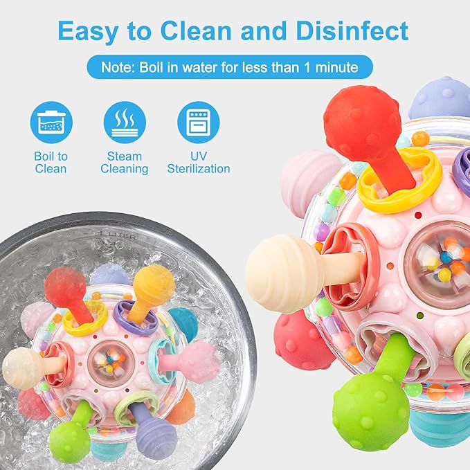 TOHIBEE Baby Montessori Sensory Toys for 0-6 6-12 Months, Food Grade Teething Toys for Babies 0 3 6 9 12 18 Months 1 2